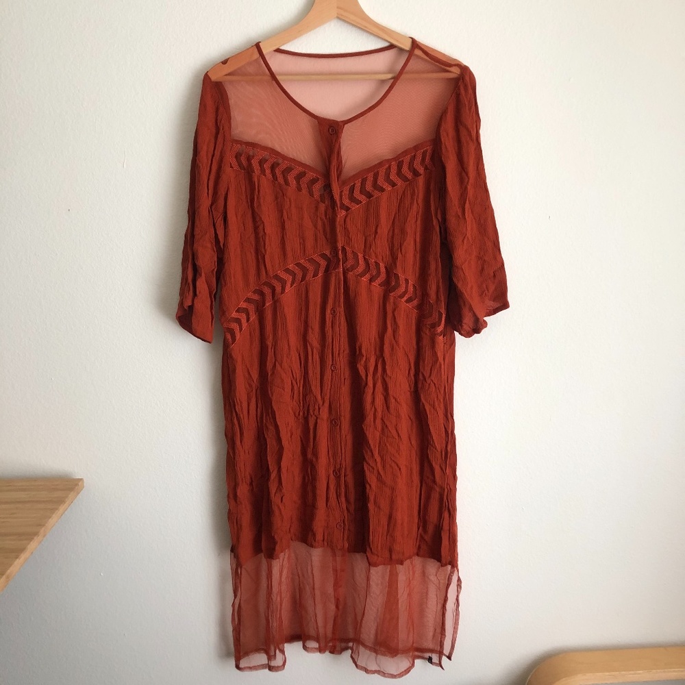 Volcom Highway Child Midi Dress Rust Orange L